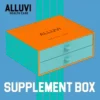 Alluvi supplement box with gummies for sleep, muscle growth, brain health, and wellness